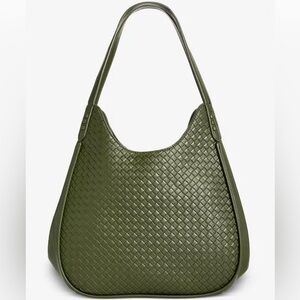 Elegant Olive Green Woven Tote Bag